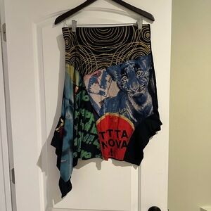 NWOT Desigual Colorful Graphic Skirt Asymmetrical Hem